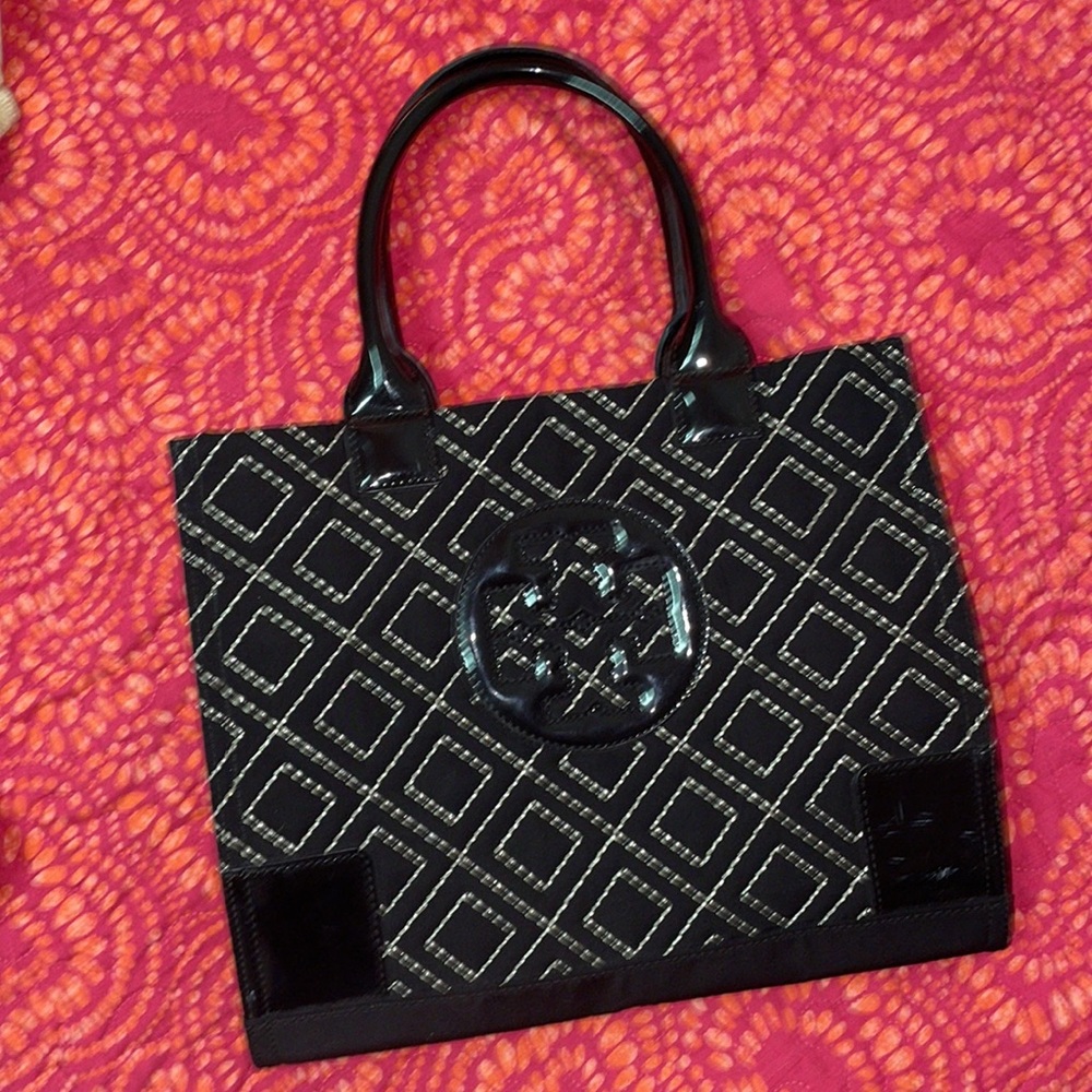 Tory Burch Black w White Stitching Bag
